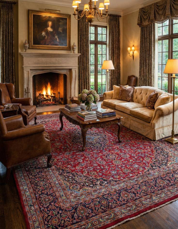 Detail image of 9' 10 x 12' 7  Hand Knotted Mashad Persian Wool Rug