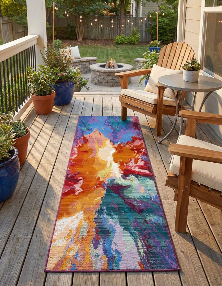 Detail image of  2' x 6'  Washable Modern Indoor / Outdoor Runner Rug