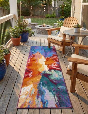 Easy-Clean Modern Indoor / Outdoor Runner Rug