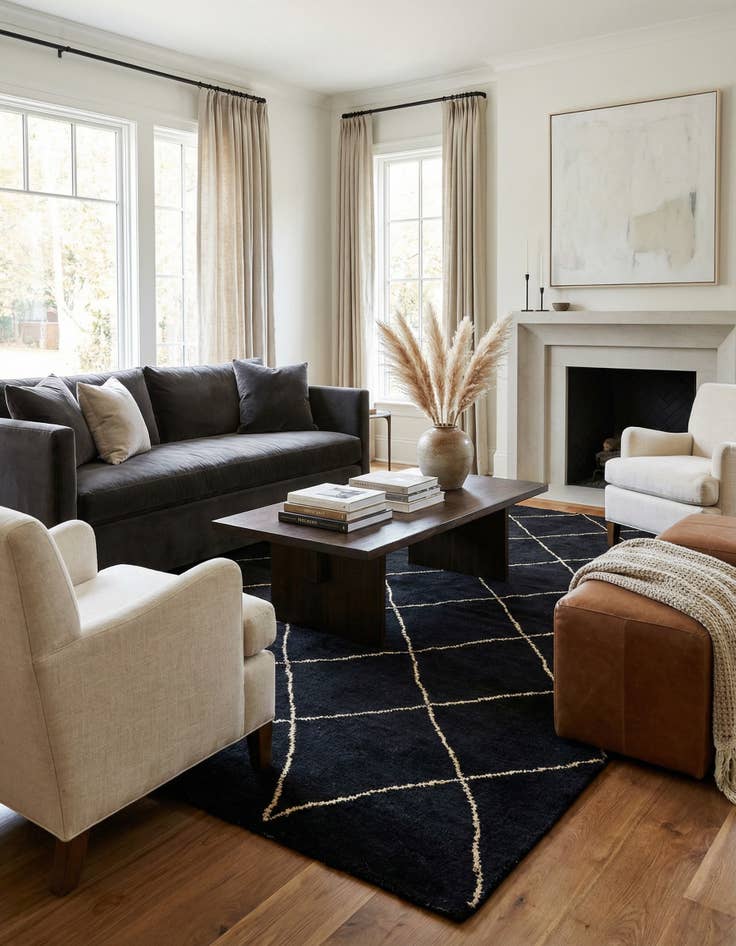 Detail image of 5' 7 x 8'  Hand Knotted Moroccan Wool Rug