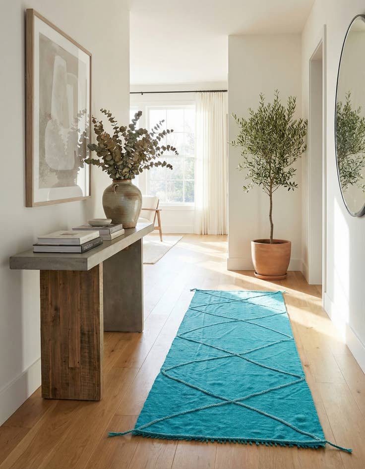 Detail image of 3' 7 x 11' 4  Hand Woven Kilim Modern Wool Runner Rug