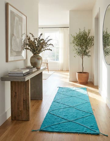 3' 7 x 11' 4 Hand Woven Kilim Modern Wool Runner Rug