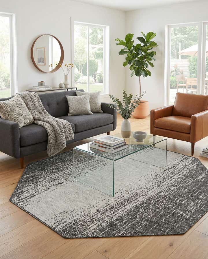 7' 10 x 7' 10 Easy-Clean Modern Indoor / Outdoor Octagon Rug