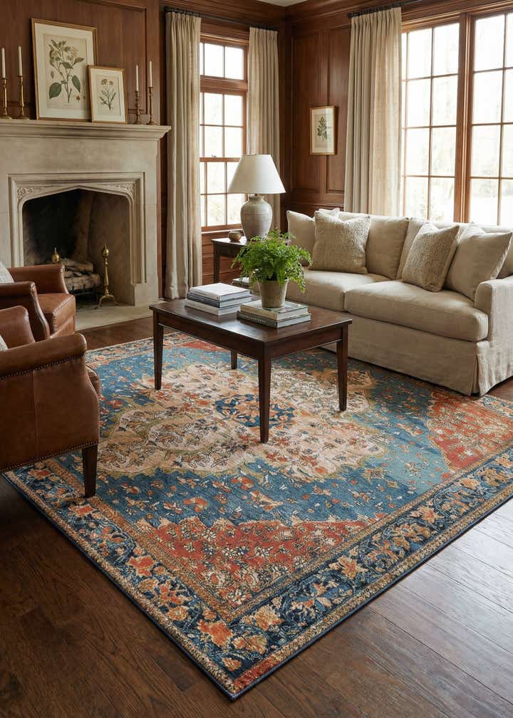 10' x 10' Easy-Clean Traditional Indoor / Outdoor Square Rug