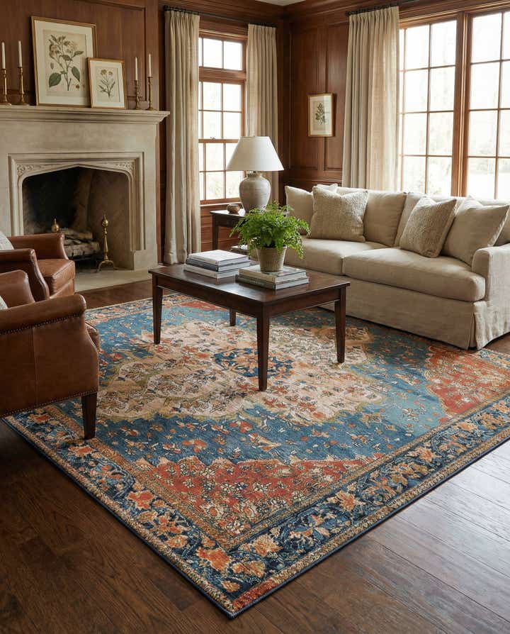 10' x 10' Easy-Clean Traditional Indoor / Outdoor Square Rug
