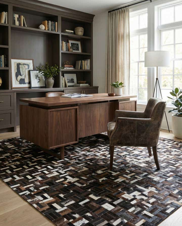5' x 7' 8 Cowhide Leather Rug