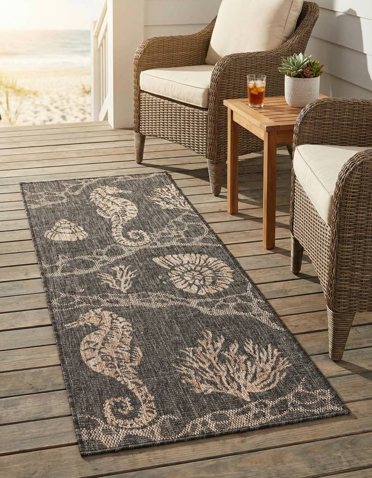 Detail image of 2' x 5' 3  Washable Coastal Indoor / Outdoor Runner Rug