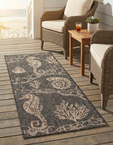 2' x 5' 3 Easy-Clean Coastal Indoor / Outdoor Runner Rug