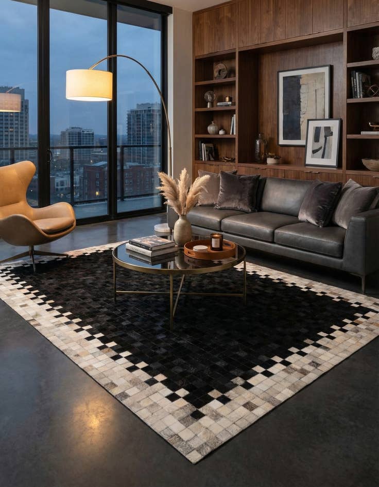 Detail image of  5' 2 x 7' 11 Cowhide - Patchwork Rug