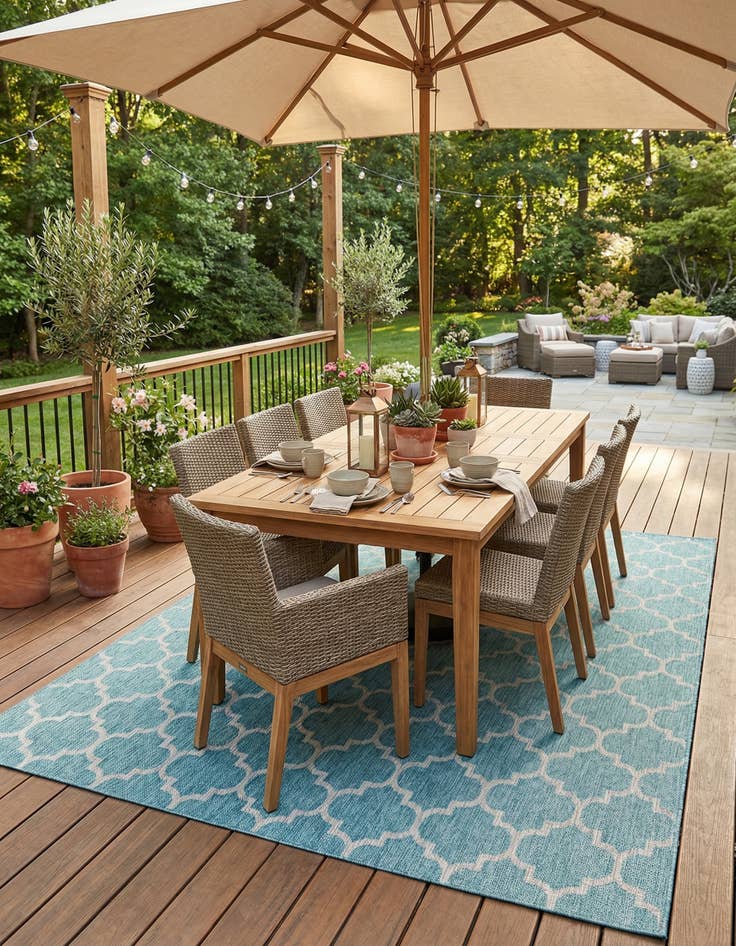 Detail image of 10' x 14'  Washable Trellis Indoor / Outdoor Rug