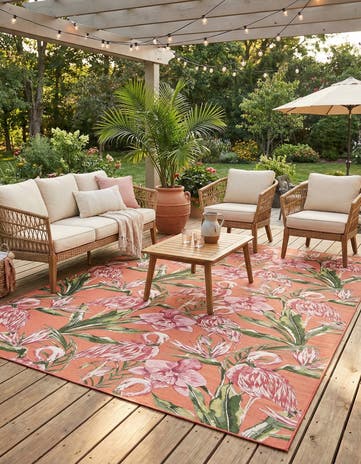 10' x 14' Easy-Clean Botanical Indoor / Outdoor Rug