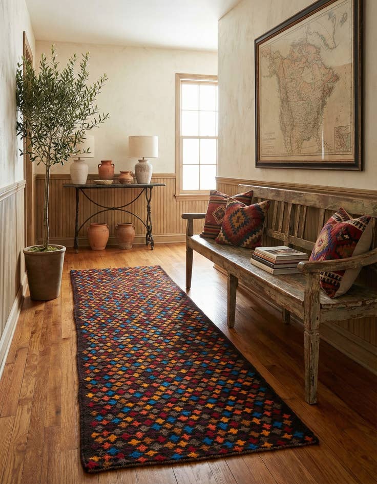 Detail image of 2' 8 x 9' 8  Hand Knotted Balouch Wool Runner Rug