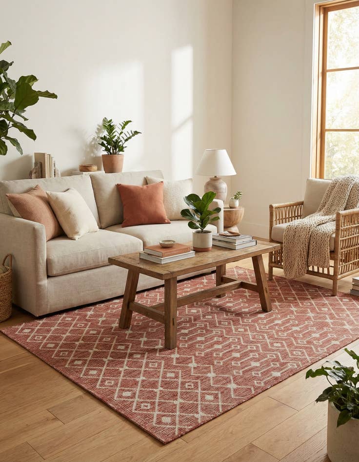 Detail image of 4' x 6'  Washable Trellis Indoor / Outdoor Rug