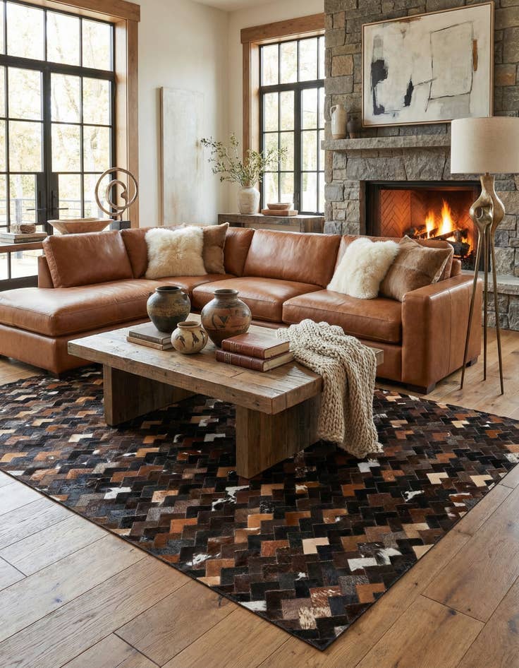 Detail image of 5' x 7' 11 Cowhide Stocks Rug