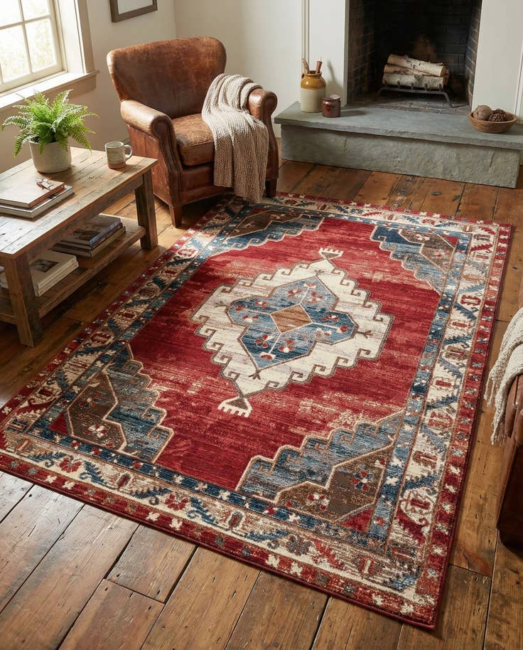 Detail image of 5' x 8' Easy-Clean Traditional Indoor / Outdoor Rug