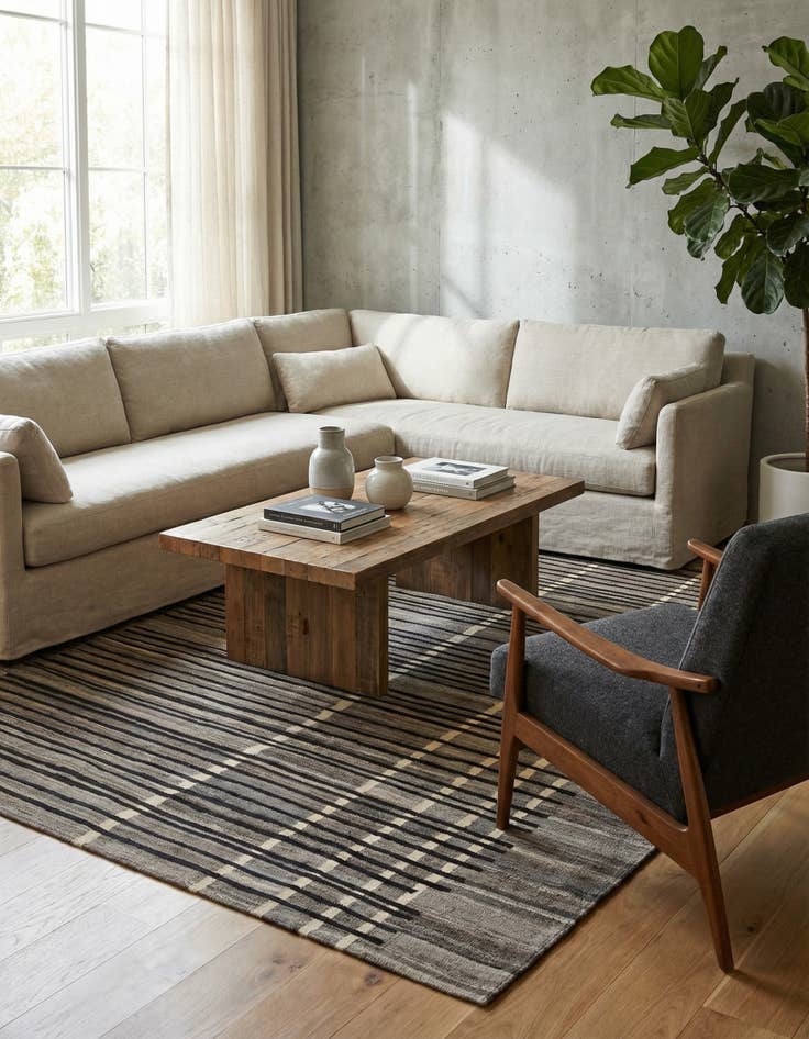 Detail image of 5' 8 x 7' 10  Hand Woven Kilim Modern Wool Rug