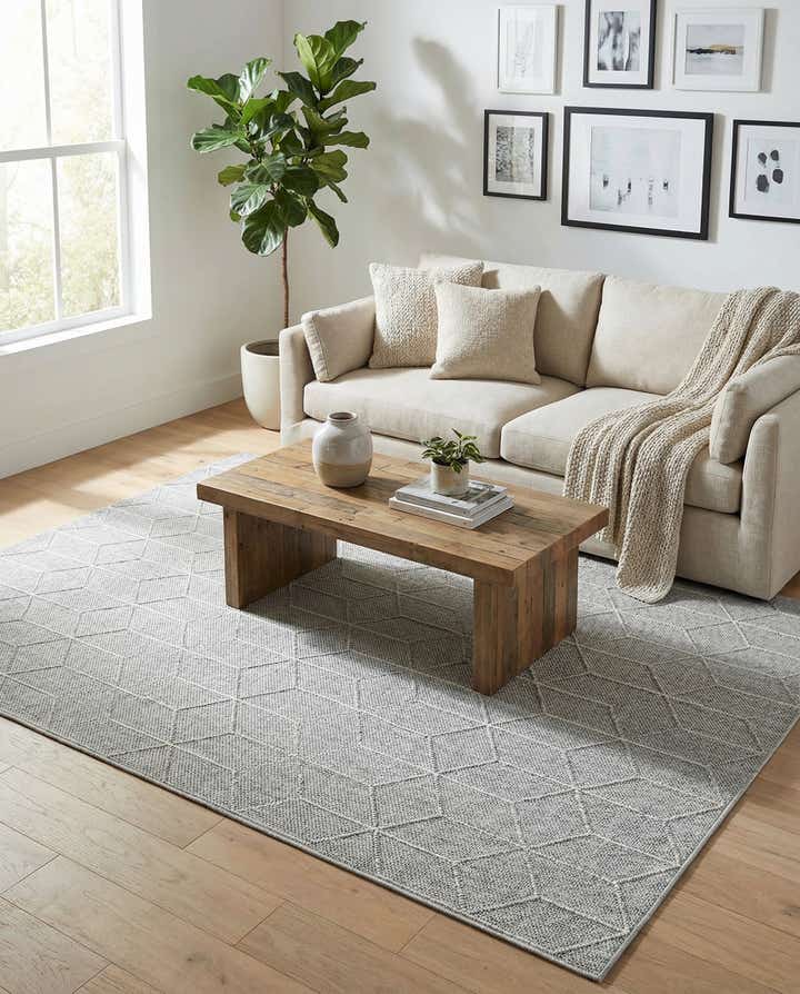 6' 1 x 9' Easy-Clean Lattice Indoor / Outdoor Rug