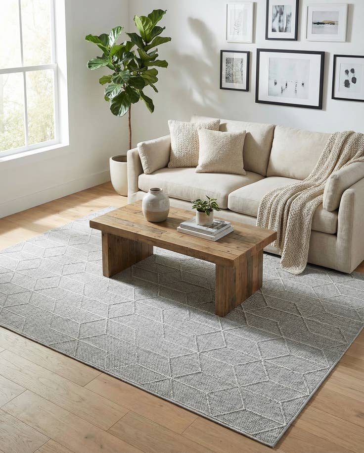 Detail image of 6' 1 x 9' Easy-Clean Lattice Indoor / Outdoor Rug
