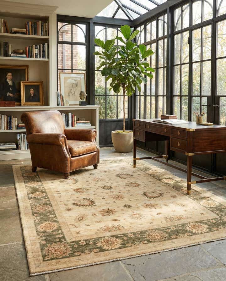 5' 8 x 8' Hand Knotted Peshawar Ziegler Rug