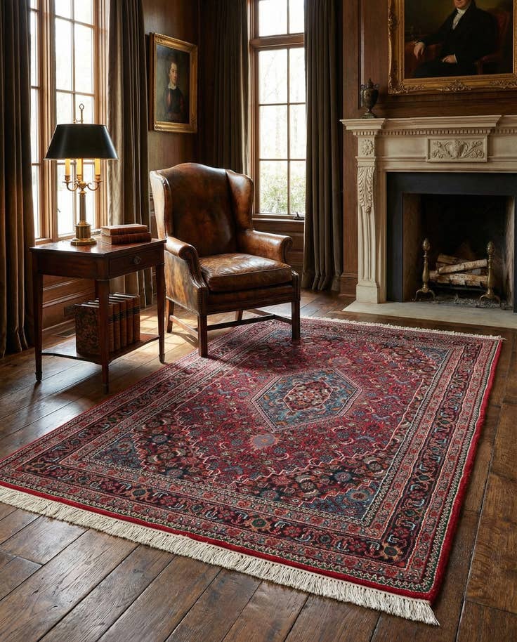 Detail image of 4' x 5' 11 Hand Knotted Bidjar Wool Rug