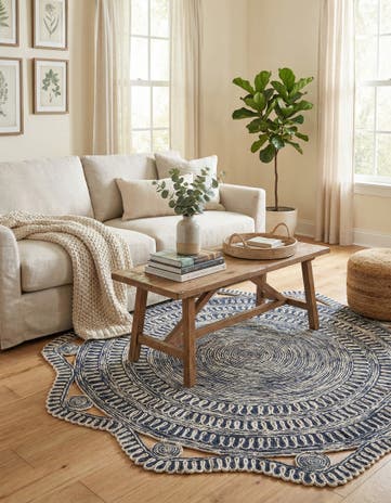 6' 1 x 6' 1 Handmade Braided Jute Round Rug