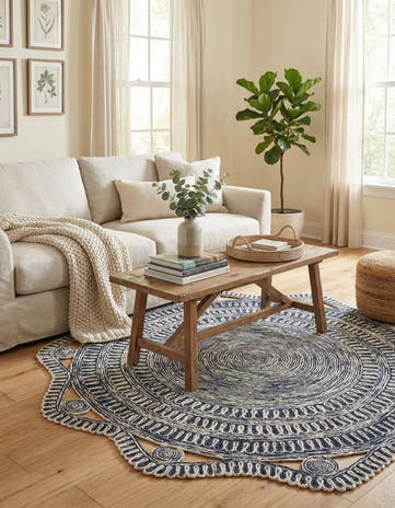 6' 1 x 6' 1 Handmade Braided Jute Round Rug