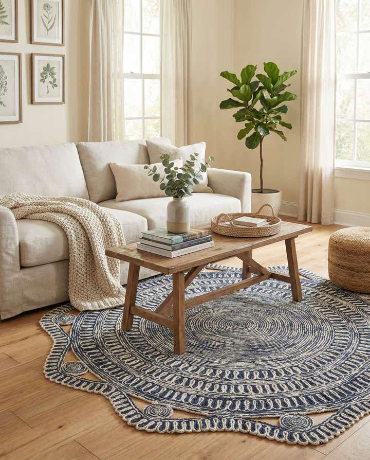 6' 1 x 6' 1 Handmade Braided Jute Round Rug