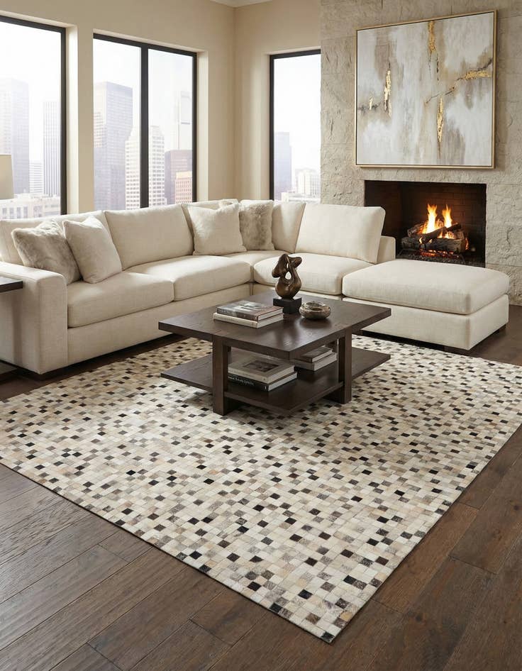 Detail image of 8' x 9' 10 Cowhide Stocks Rug