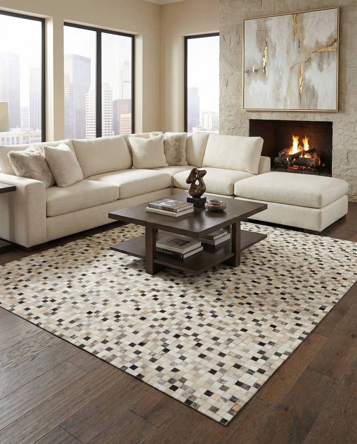 Detail image of 8' x 9' 10 Cowhide Stocks Rug