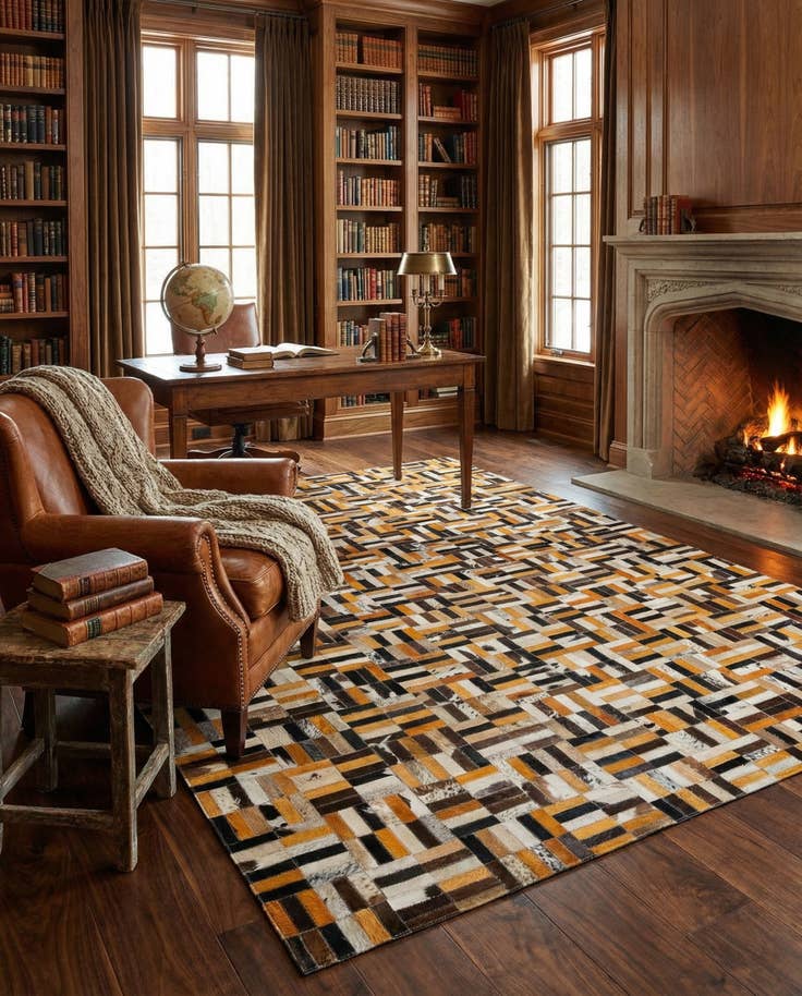 Detail image of 5' x 7' 11 Cowhide - Patchwork Rug