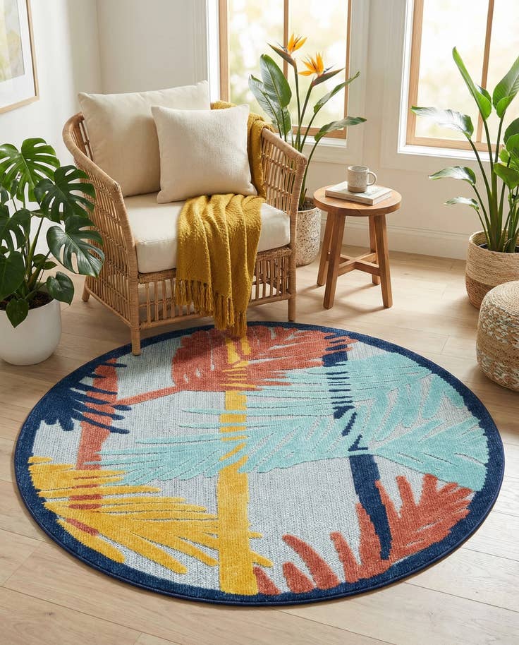 Detail image of 5' 3 x 5' 3 Easy-Clean Belize Indoor / Outdoor Round Rug