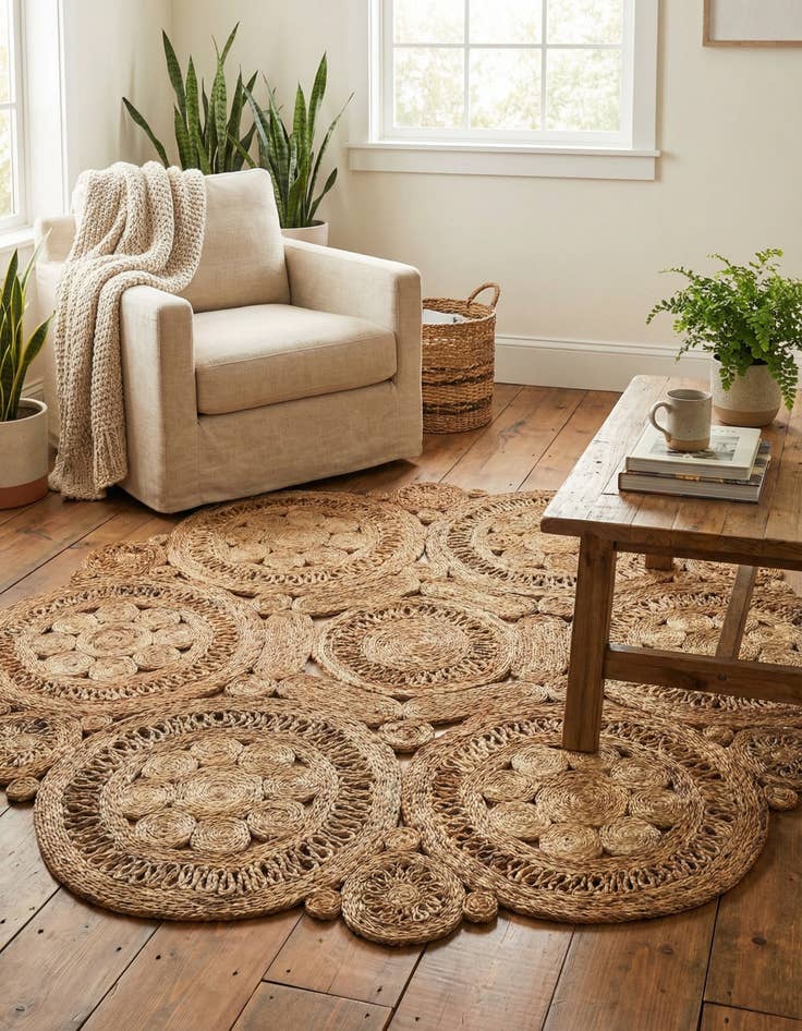 Detail image of 6' 1 x 6' 1  Hand Braided Jute Round Rug