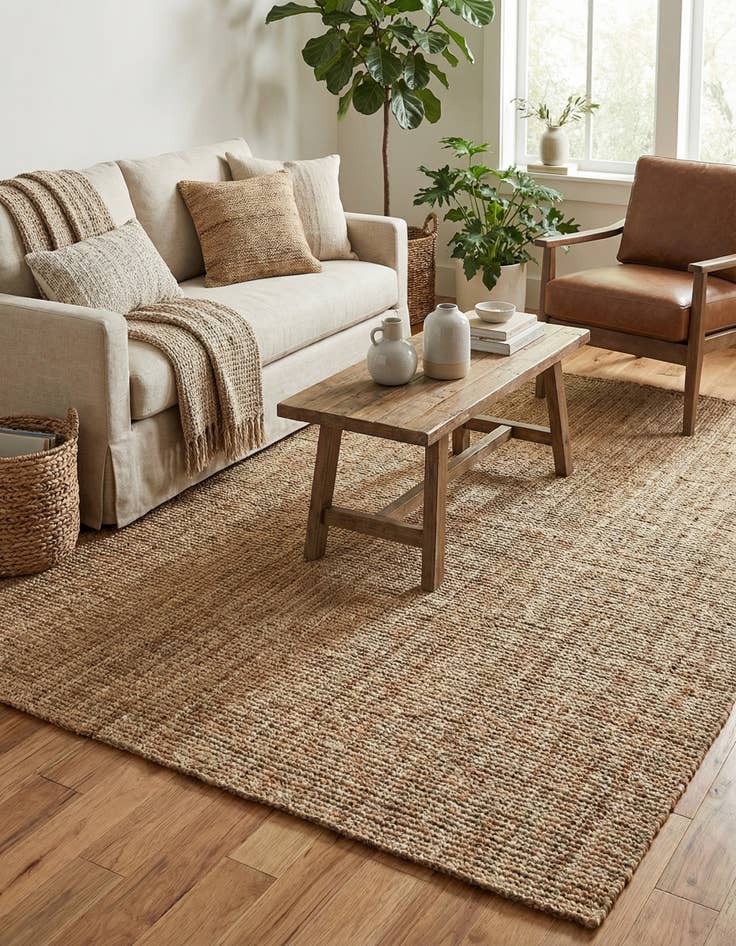 Detail image of  7' 1 x 10'  Hand Braided Jute Rug