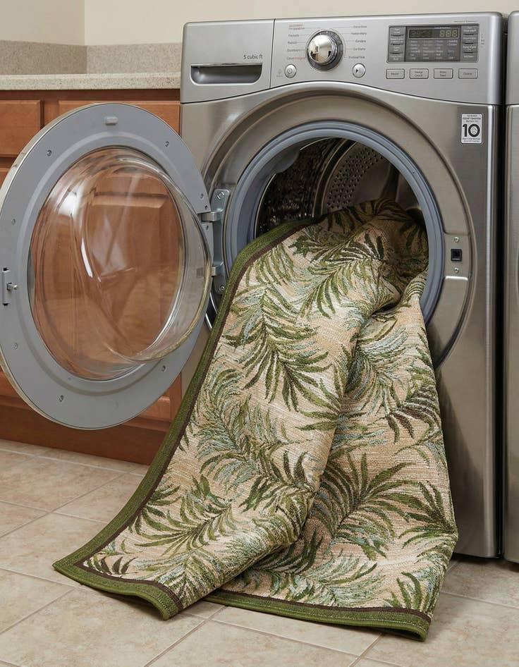 Detail image of  7' 10 x 10'  Washable Botanical Indoor / Outdoor Rug