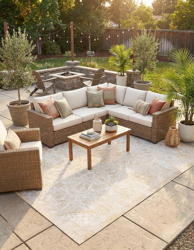 Detail image of  10' x 13'  Washable Aztec Indoor / Outdoor Rug