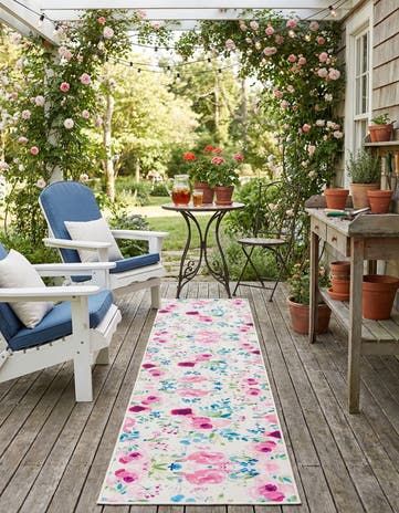 Ivory Easy-Clean Jill Zarin Caribbean Indoor / Outdoor Runner Rug