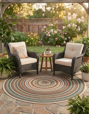 6' x 6' Easy-Clean Baja Indoor / Outdoor Round Rug