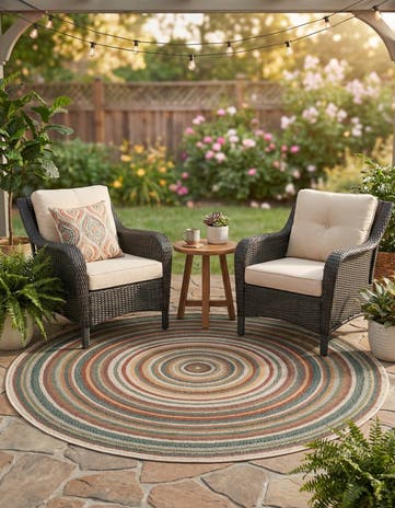 6' x 6' Easy-Clean Baja Indoor / Outdoor Round Rug