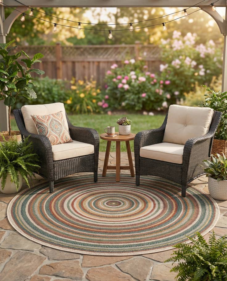 Detail image of 6' x 6' Easy-Clean Baja Indoor / Outdoor Round Rug