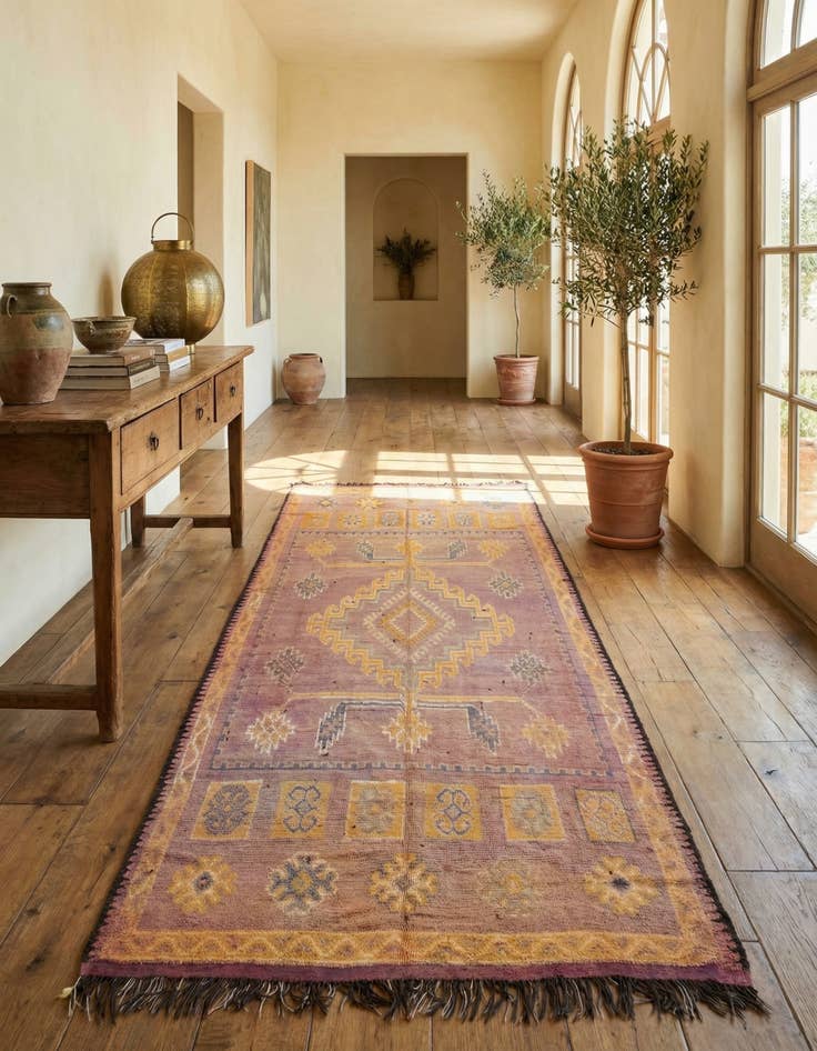 Detail image of 6' x 12'  Hand Knotted Moroccan Wool Runner Rug