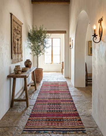 4' x 9' 2 Hand Woven Kilim Fars Wool Runner Rug