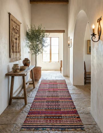 4' x 9' 2 Hand Woven Kilim Fars Wool Runner Rug