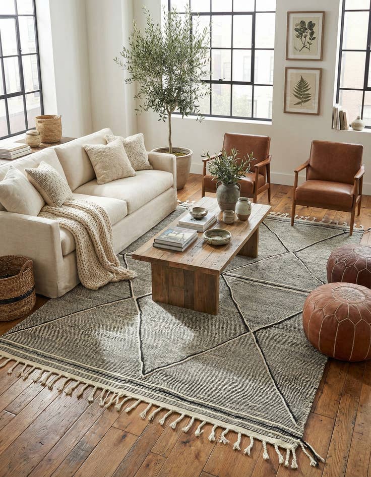 Detail image of 6' 2 x 10' 1  Hand Knotted Moroccan Wool Rug