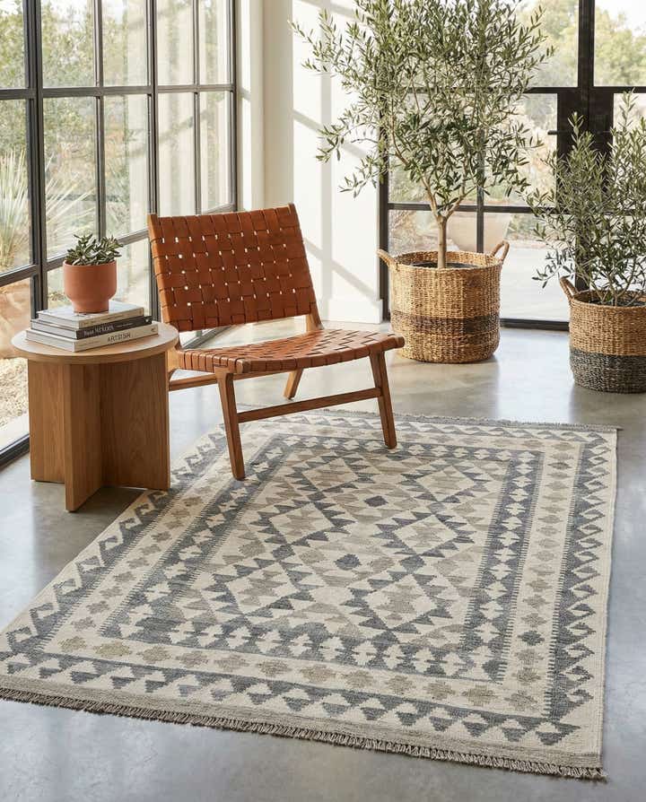 3' 11 x 5' 5 Hand Woven Kilim Maymana Wool Rug