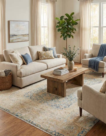 Blue and Ivory Boutique Rug