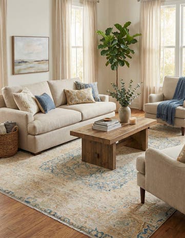 Blue and Ivory Boutique Rug