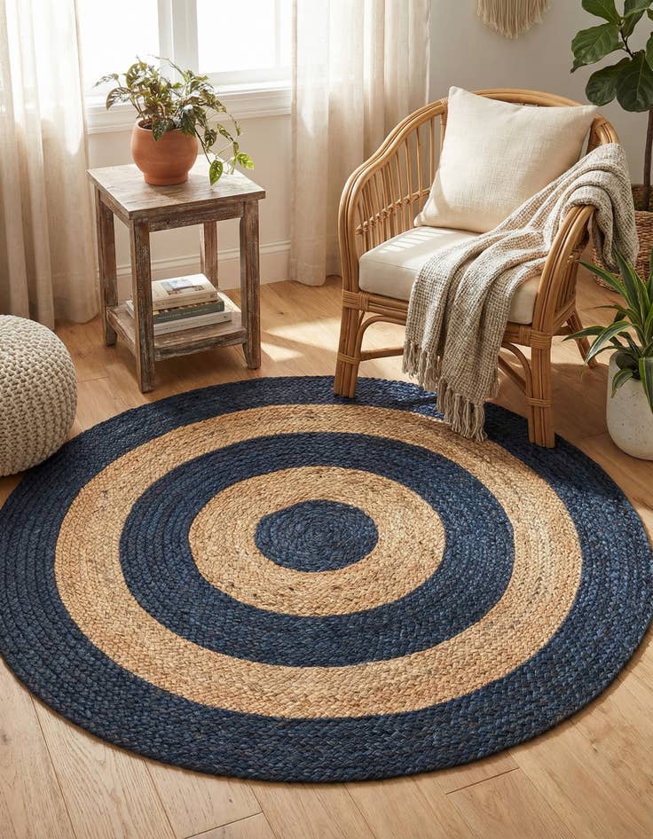 Detail image of 4' 1 x 4' 1  Hand Braided Jute Round Rug