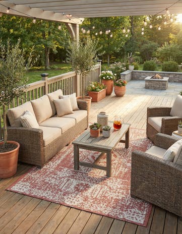 7' 10 x 11' Easy-Clean Traditional Indoor / Outdoor Rug