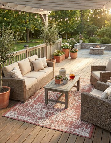 7' 10 x 11' Easy-Clean Traditional Indoor / Outdoor Rug