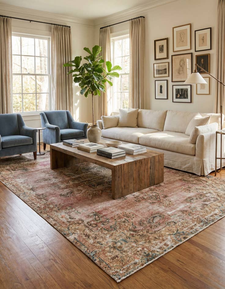 Detail image of  7' x 10' 10  Hand Knotted Ultra Vintage Persian Wool Rug